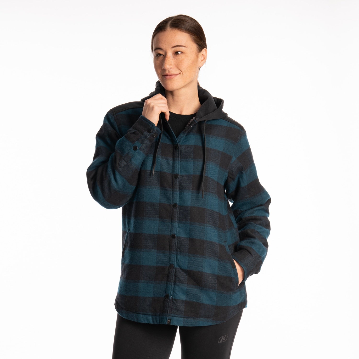Big Sky Fleece Lined Flannel Hoodie Reflecting Pond - Black