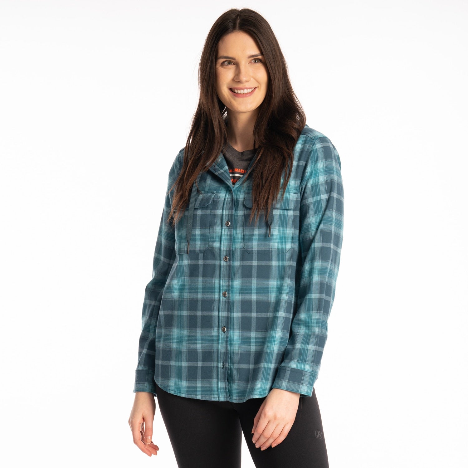 Ginny Mountain Midweight Stretch Flannel Hoodie Reflecting Pond - Milky Blue