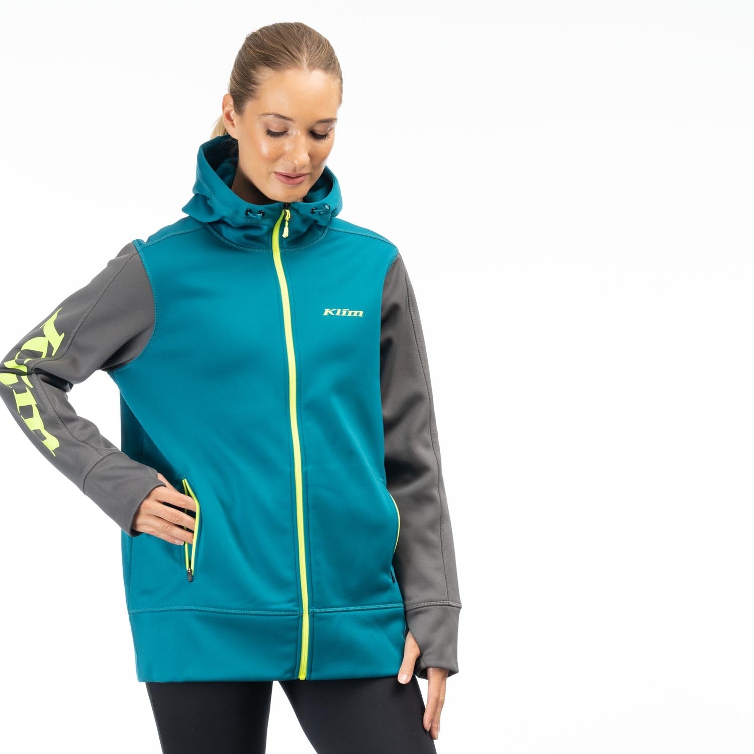Visita Long Hoodie Deep Lagoon - Asphalt