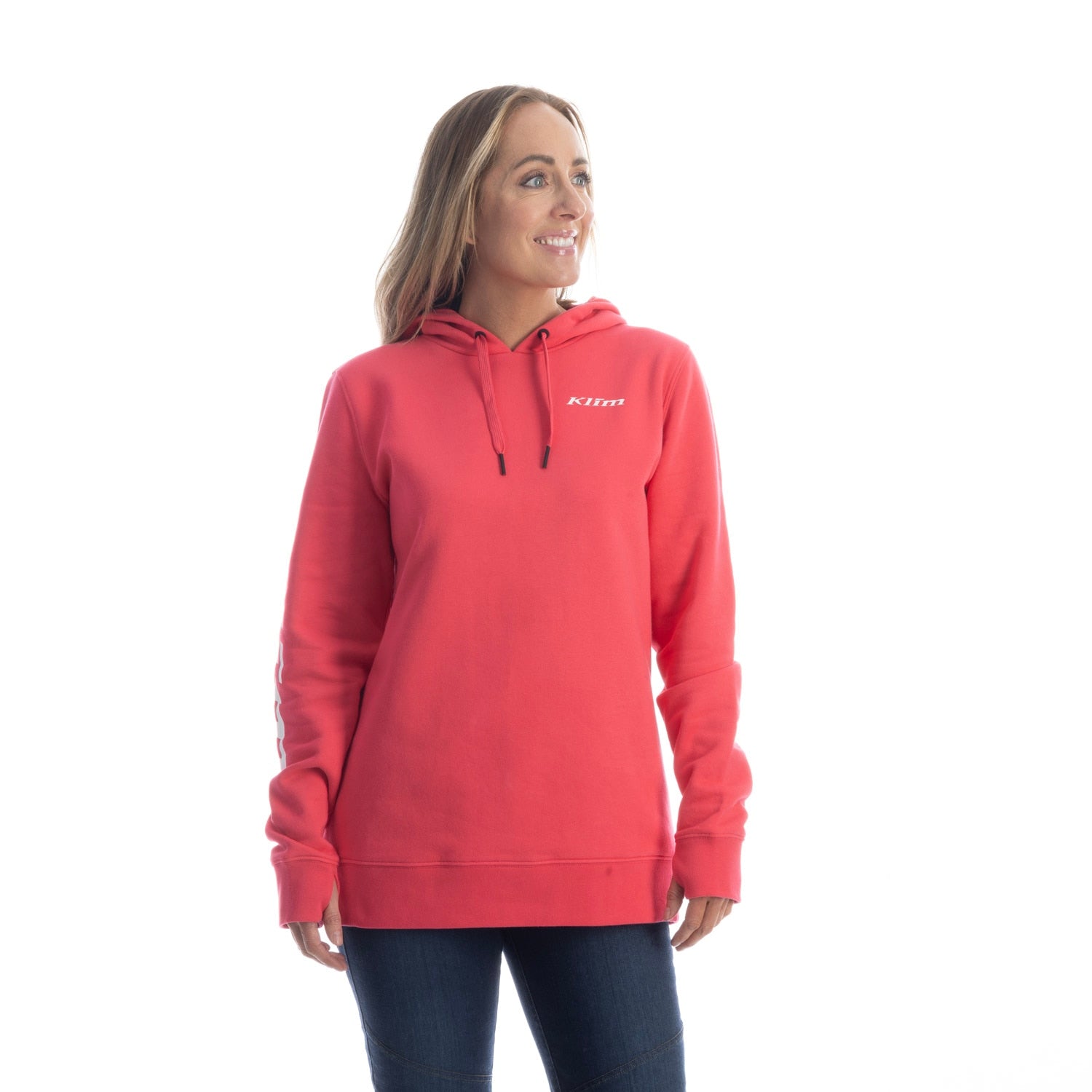 Mariposa Long Pullover Hoodie Rouge Red - White