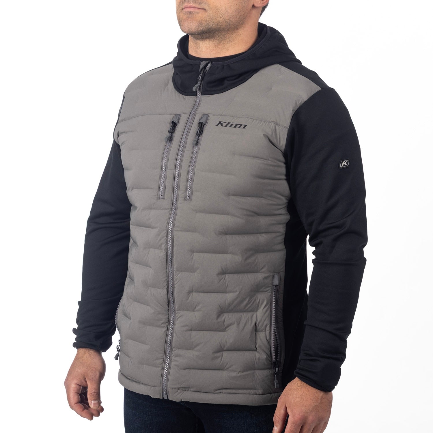 Boulder Stretch Down Hybrid Hoodie - Castlerock - Black