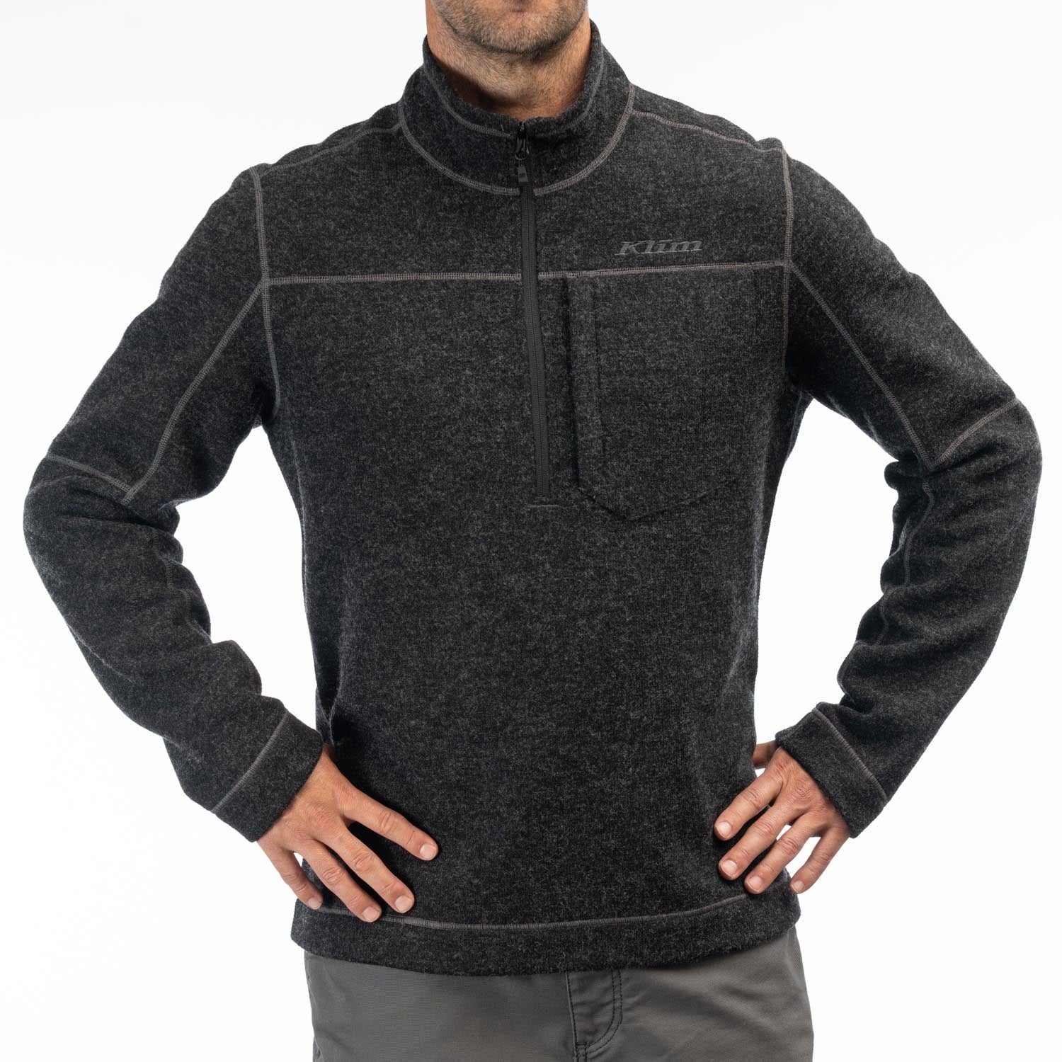 Bighorn Canyon Wool Fleece 1/4 Zip - Black Heather