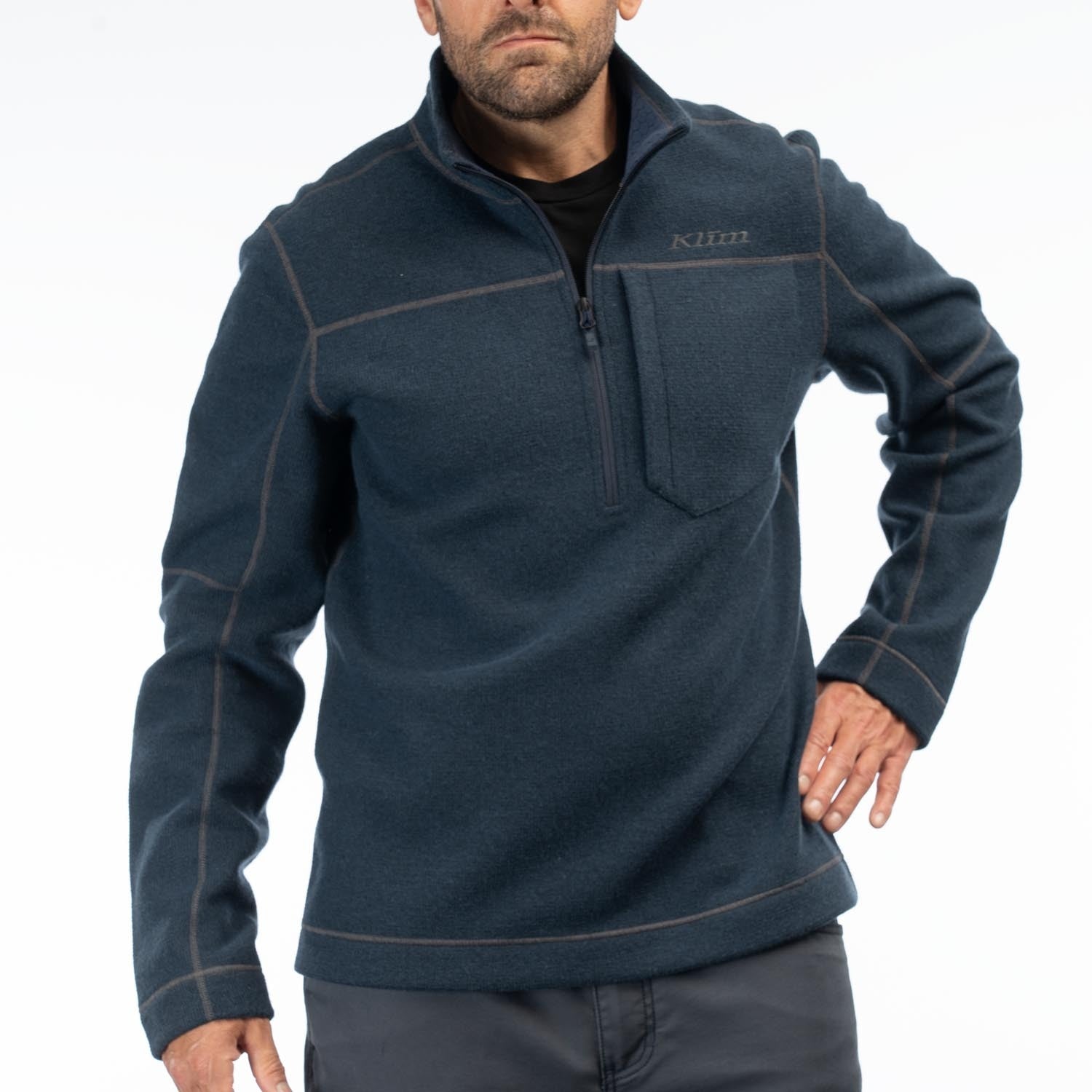 Bighorn Canyon Wool Fleece 1/4 Zip - Dress Blues Heather