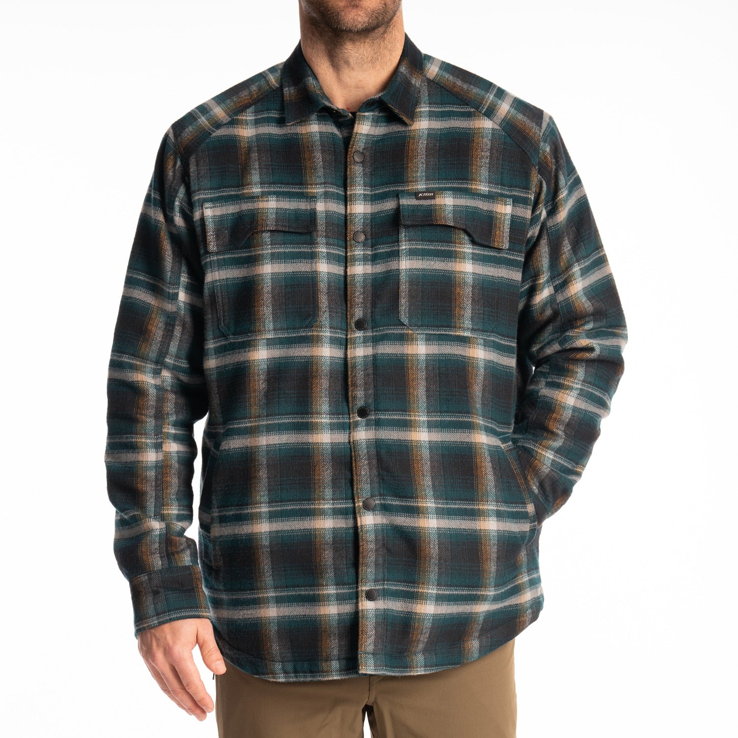 Bridger Fleece Lined Flannel Shirt - Dark Sea - Golden Brown
