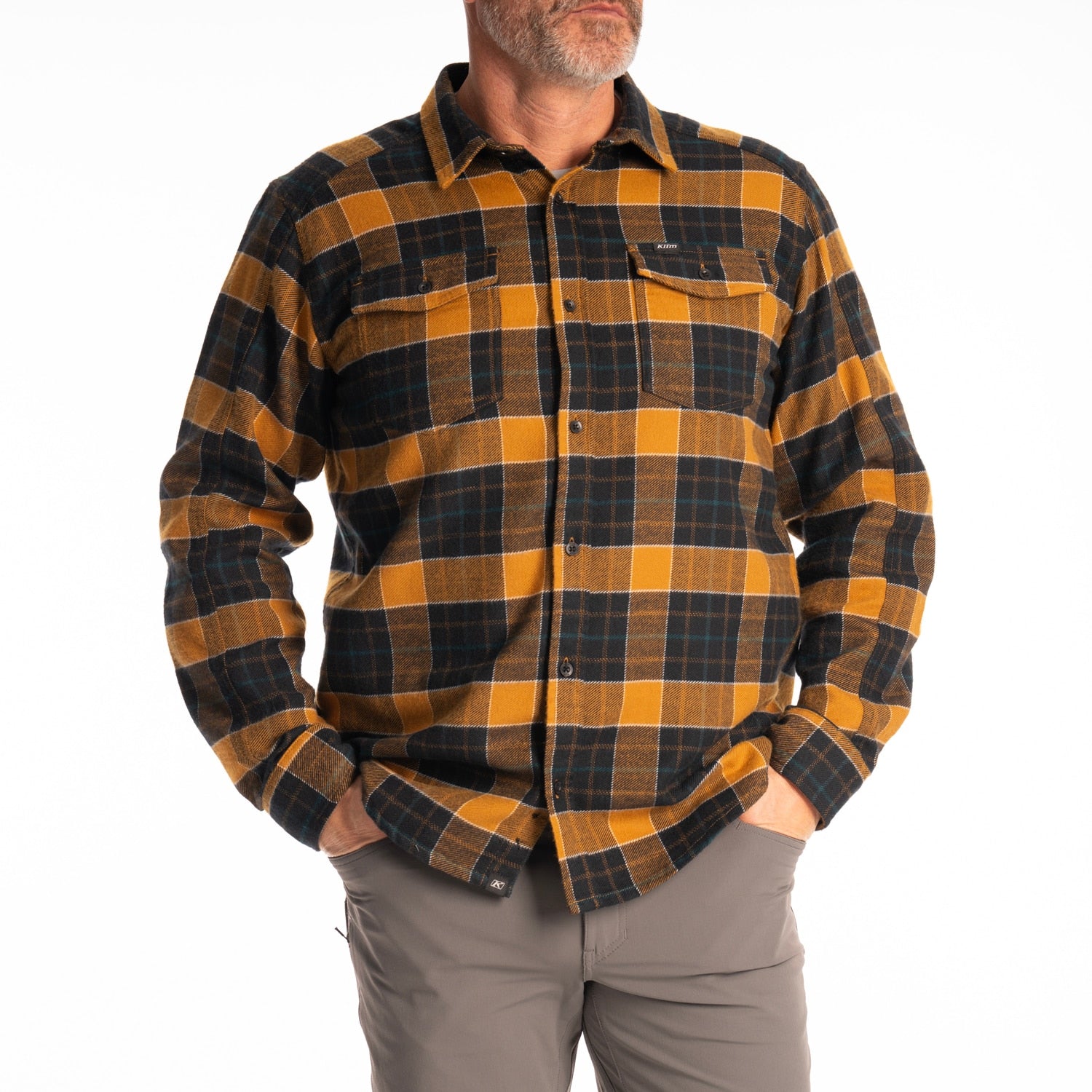 Owen Heavyweight Flannel Shirt - Golden Brown - Black