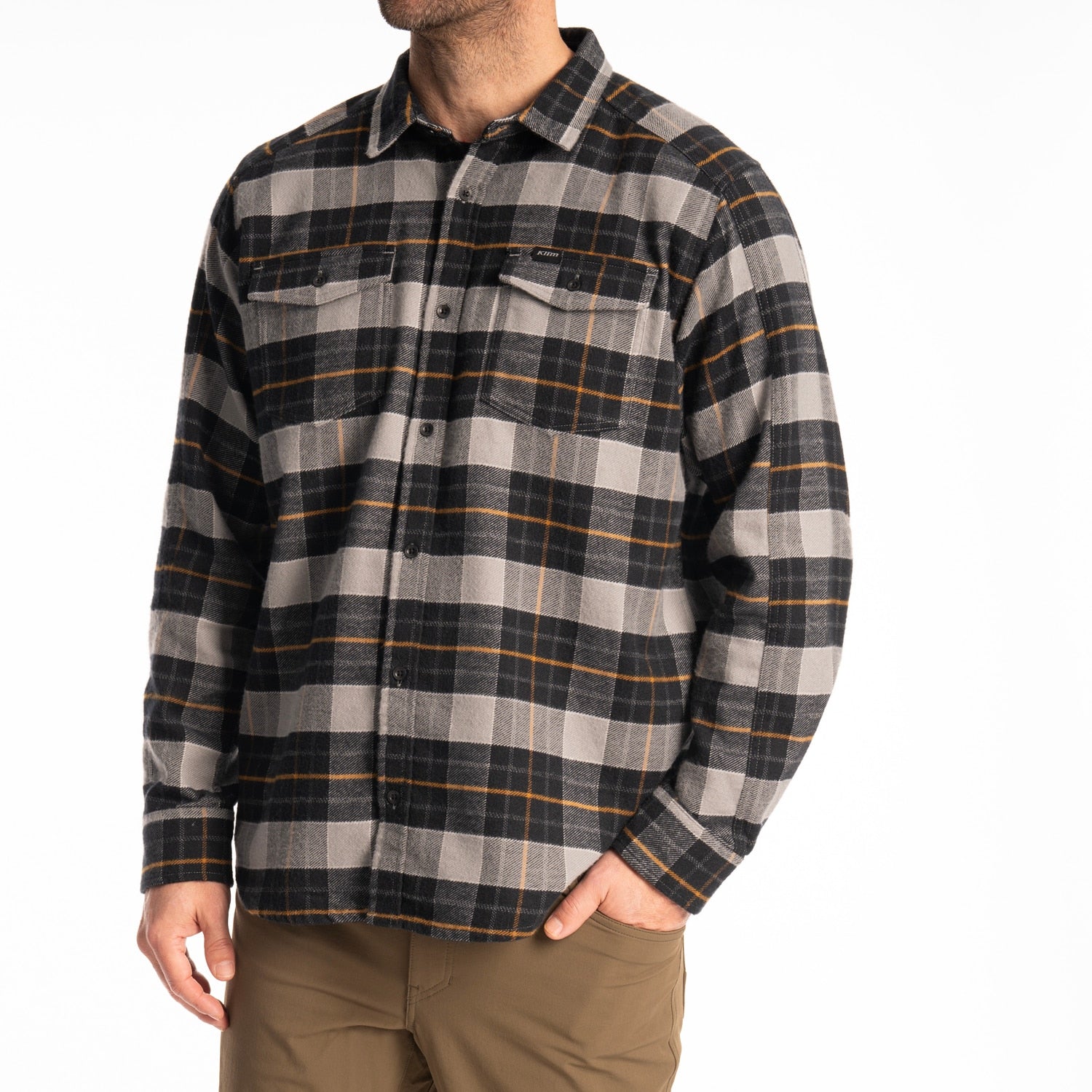 Owen Heavyweight Flannel Shirt - Monument - Black