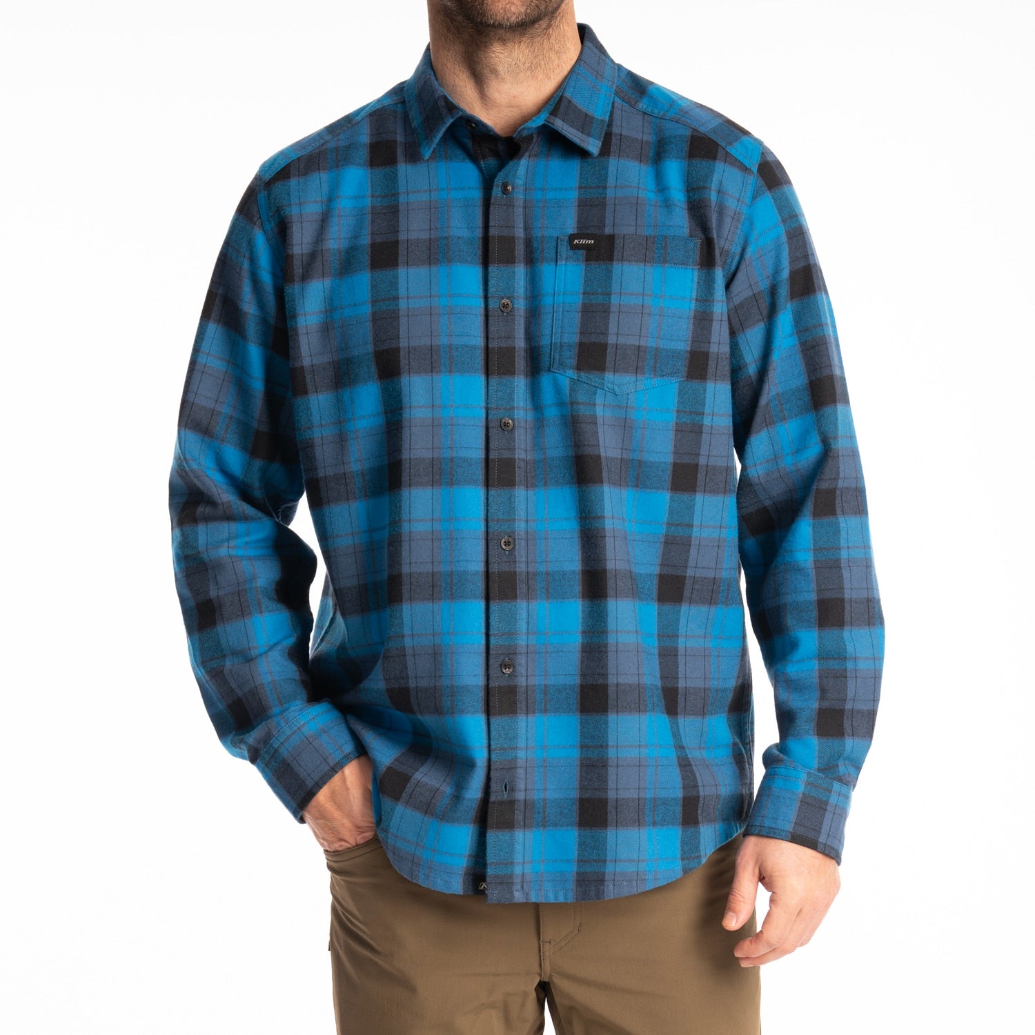 Cottonwood Midweight Flannel Shirt - Blue Fusion - Black