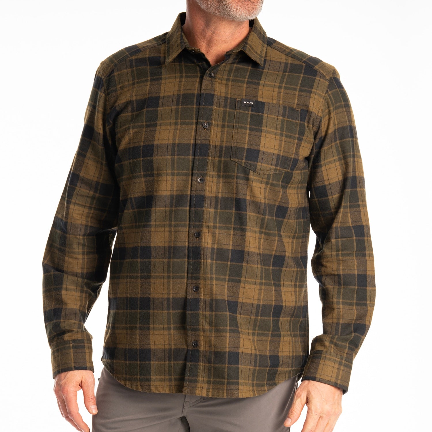Cottonwood Midweight Flannel Shirt - Dark Olive - Black