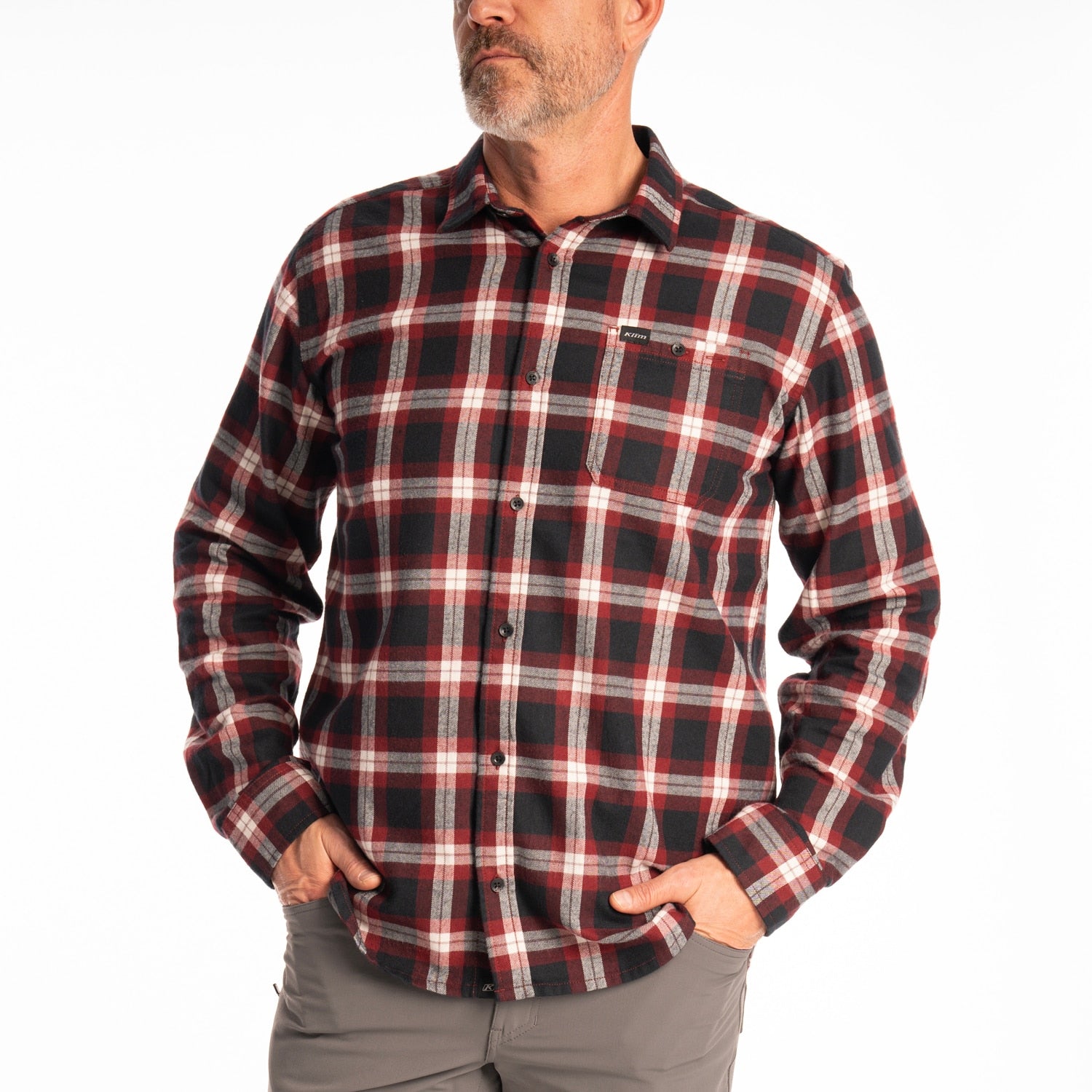 Alderson Midweight Flannel Shirt - Cabernet - Black