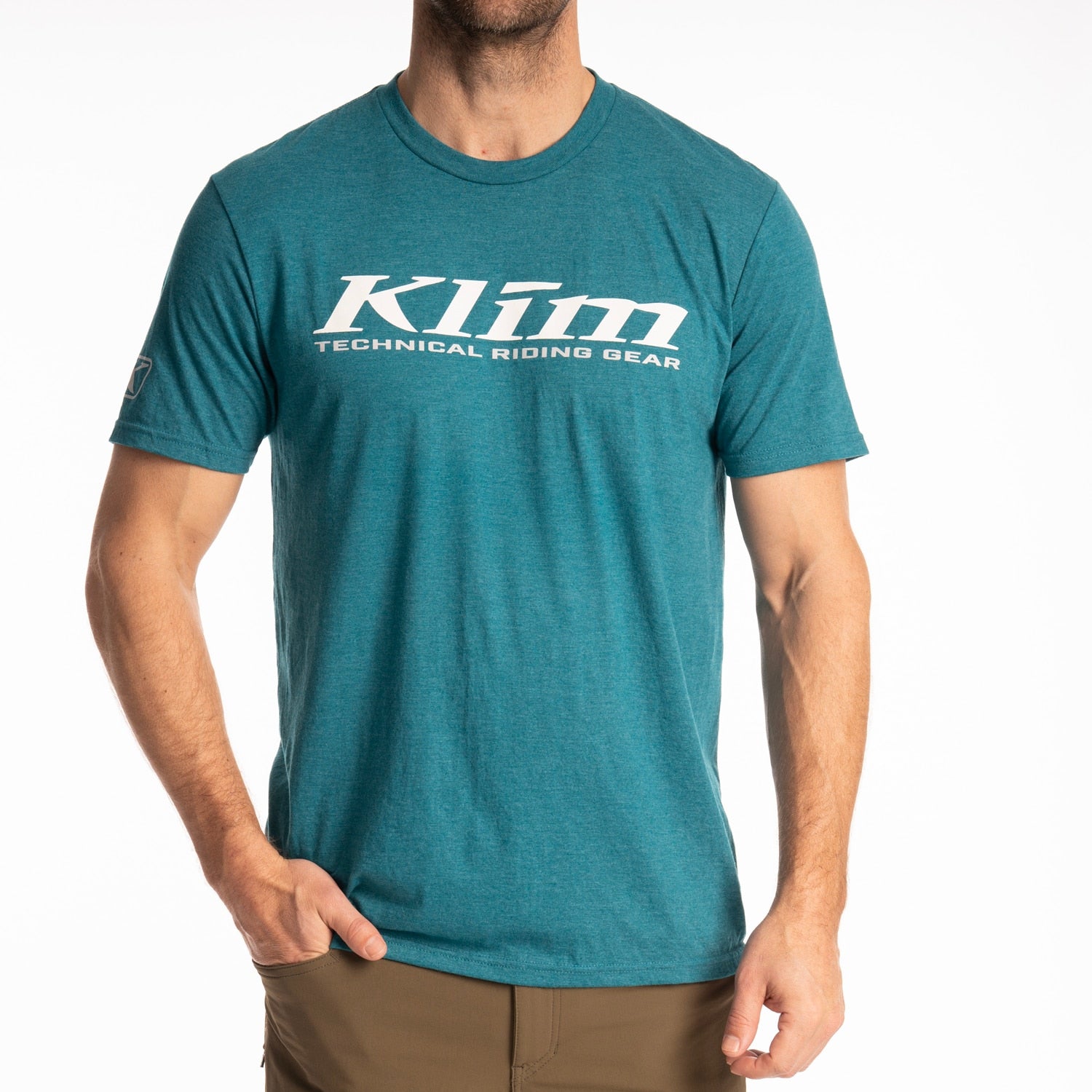K Corp SS T Heathered Teal - White