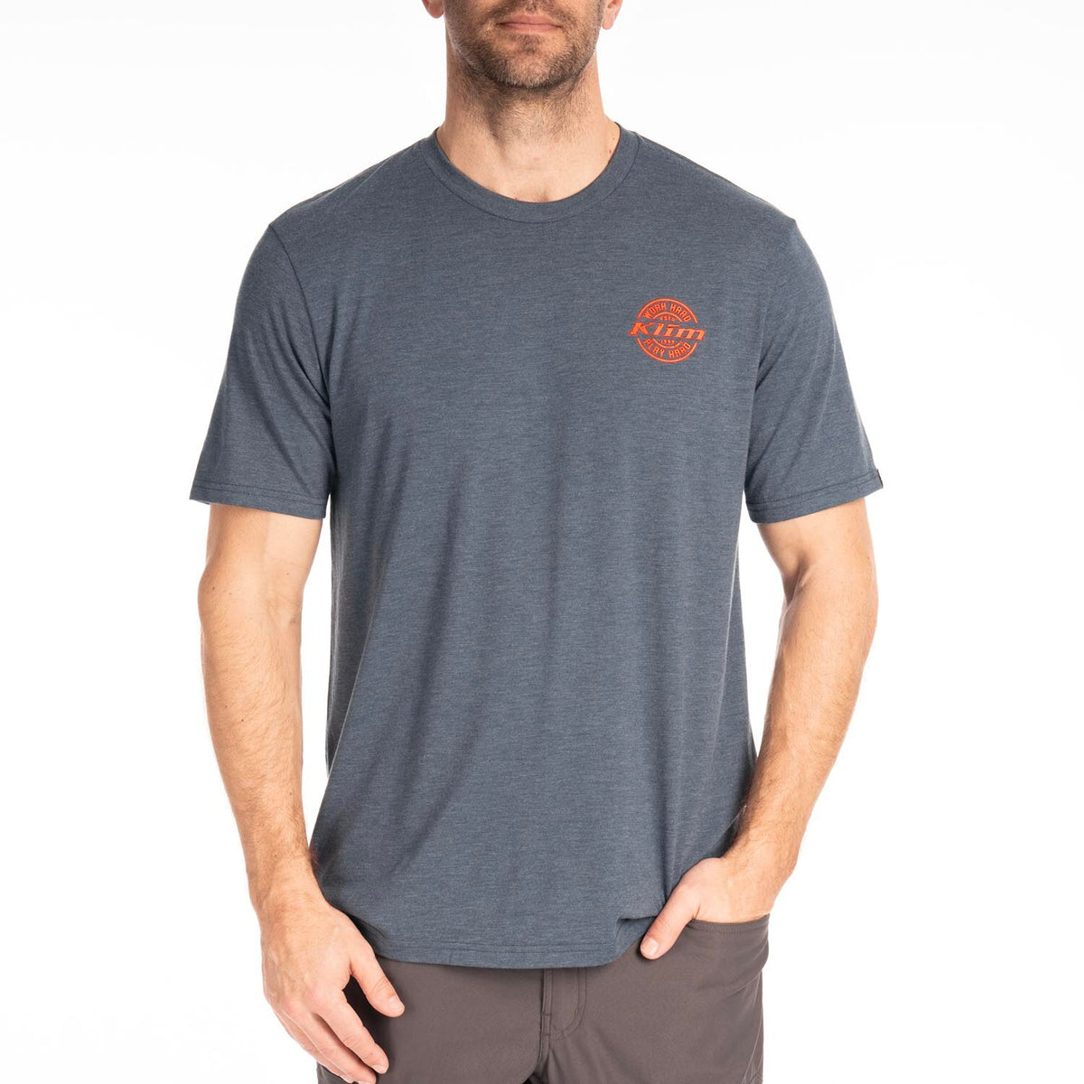 Klim Live to Ride Tri-blend Tee Navy Frost - Strike Orange